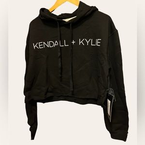 Kendall + Kylie Cropped Hoodie Black Medium NEW